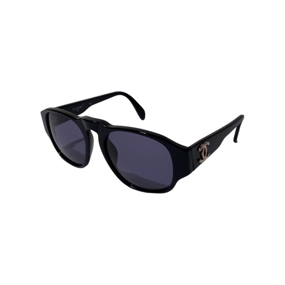 Chanel CC Mark Black 90s Vintage Sunglasses